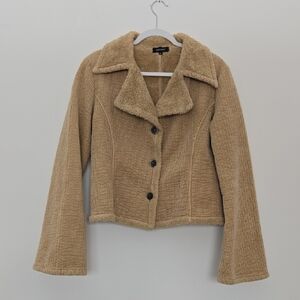 Denny Rose Tan Corduroy Penny Lane Style Bell Sleeve Jacket Sherpa lined size M